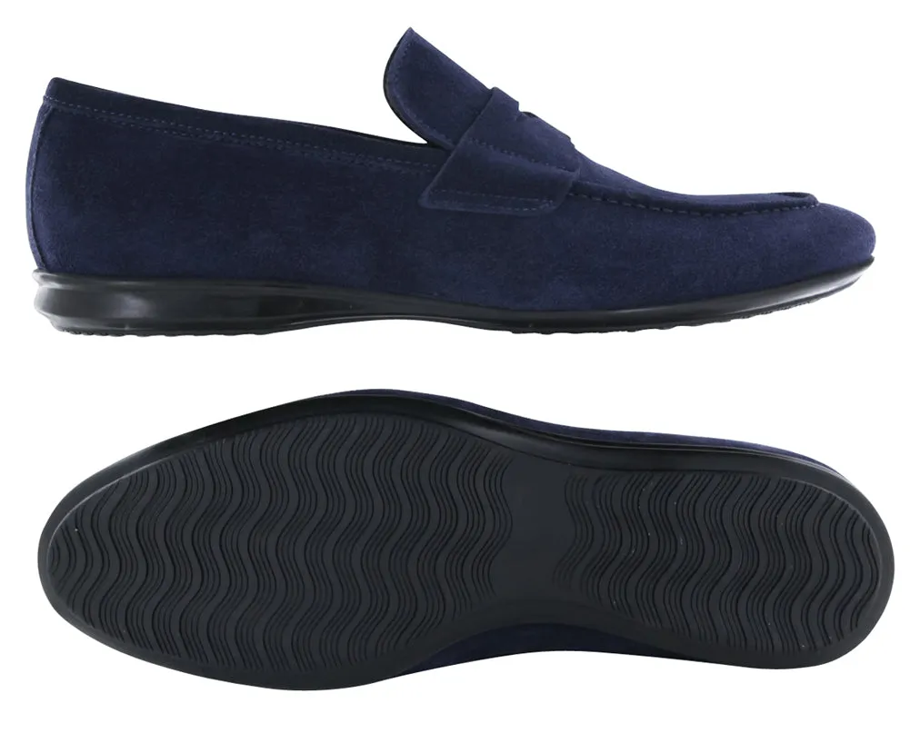 Fiori Di Lusso Navy Blue Penny Loafers Wide Steps