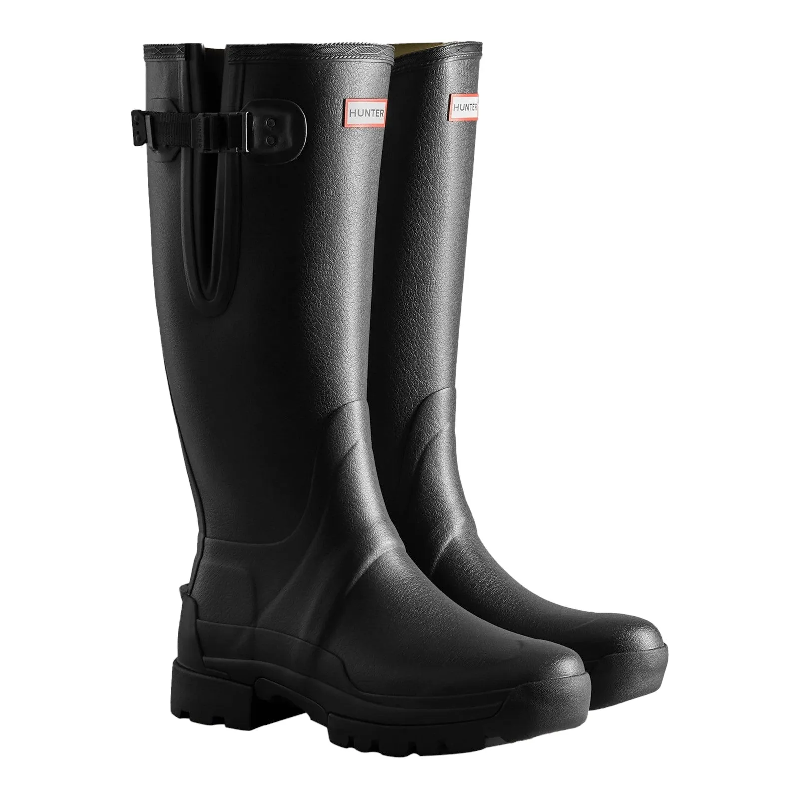 Hunter Mens Balmoral Adjustable Wellington Black Practical Walking Boots Storm Comfort
