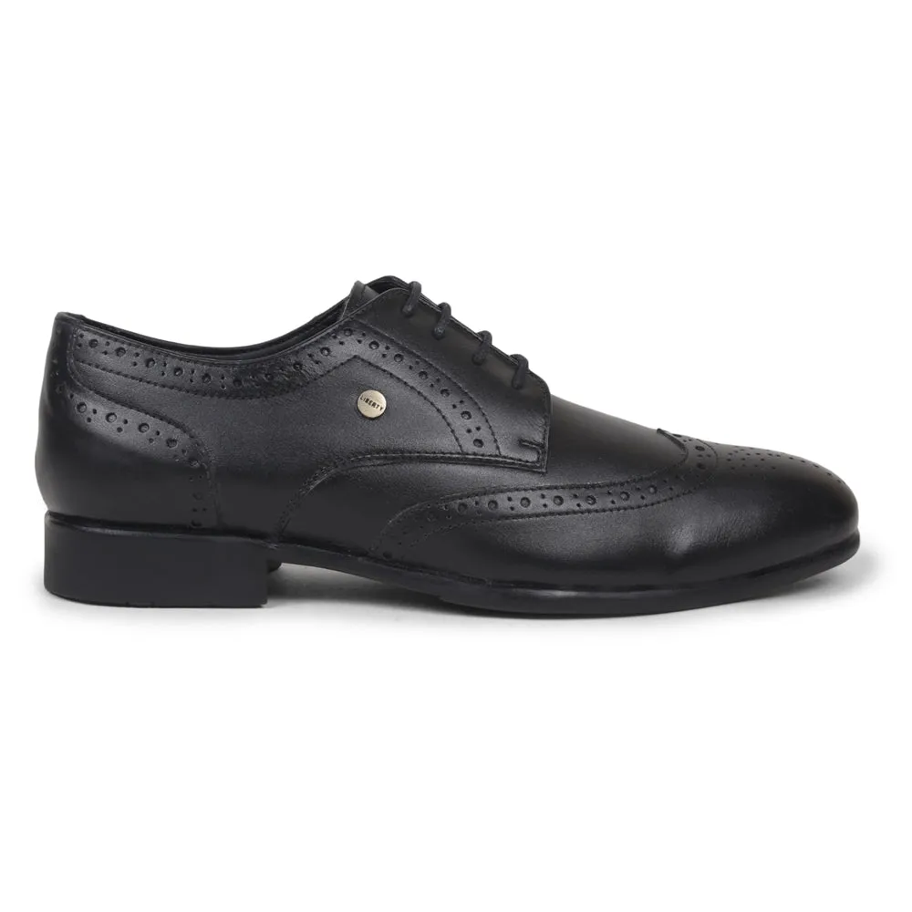 Classic Brown Leather Fortune Black Lacing Formal Oxford Shoes For Men BELGIUM01E By Liberty
