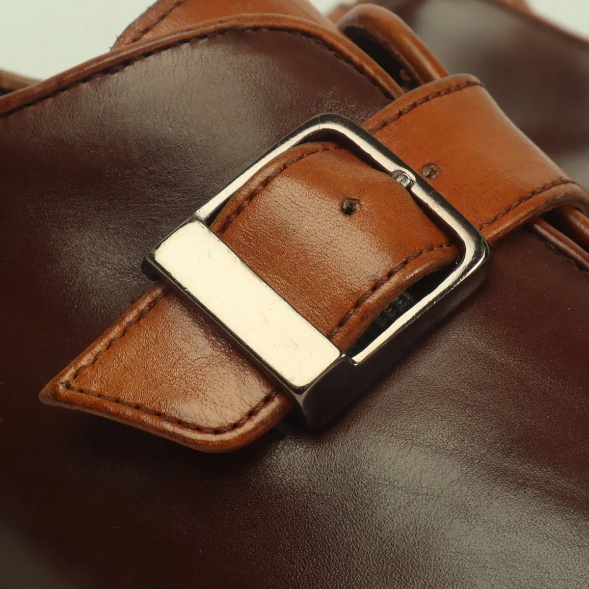 Men's Brown Brush Off Oxford Single Monk Strap Buckle Leather Shoe By Brune & Bareskin Dapper Style