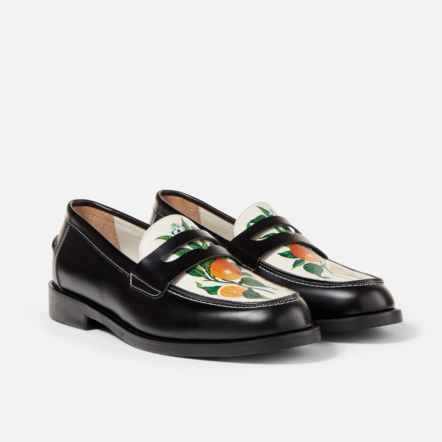 Silk Feel Wilde Hand-Painted Orange Penny Loafer - Men's