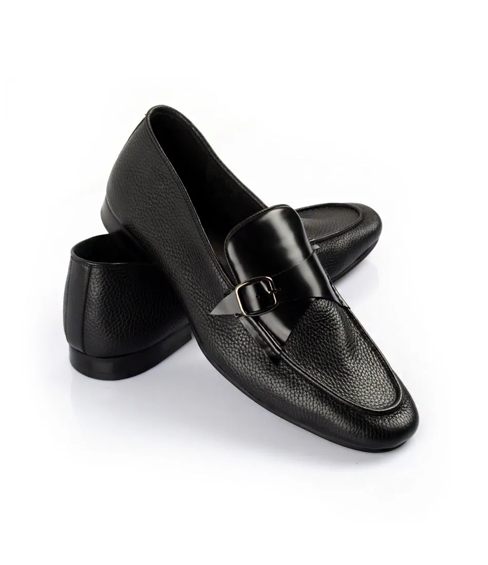 Smart Sport Comfortable Wear Black Milled Single Monk Loafers - Ultra-Flex