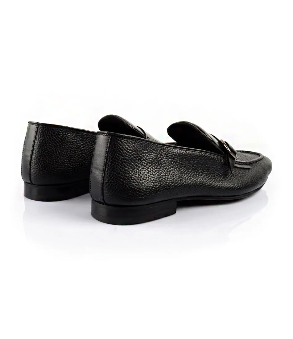 Black Milled Single Monk Loafers - Ultra-Flex Smooth Surface