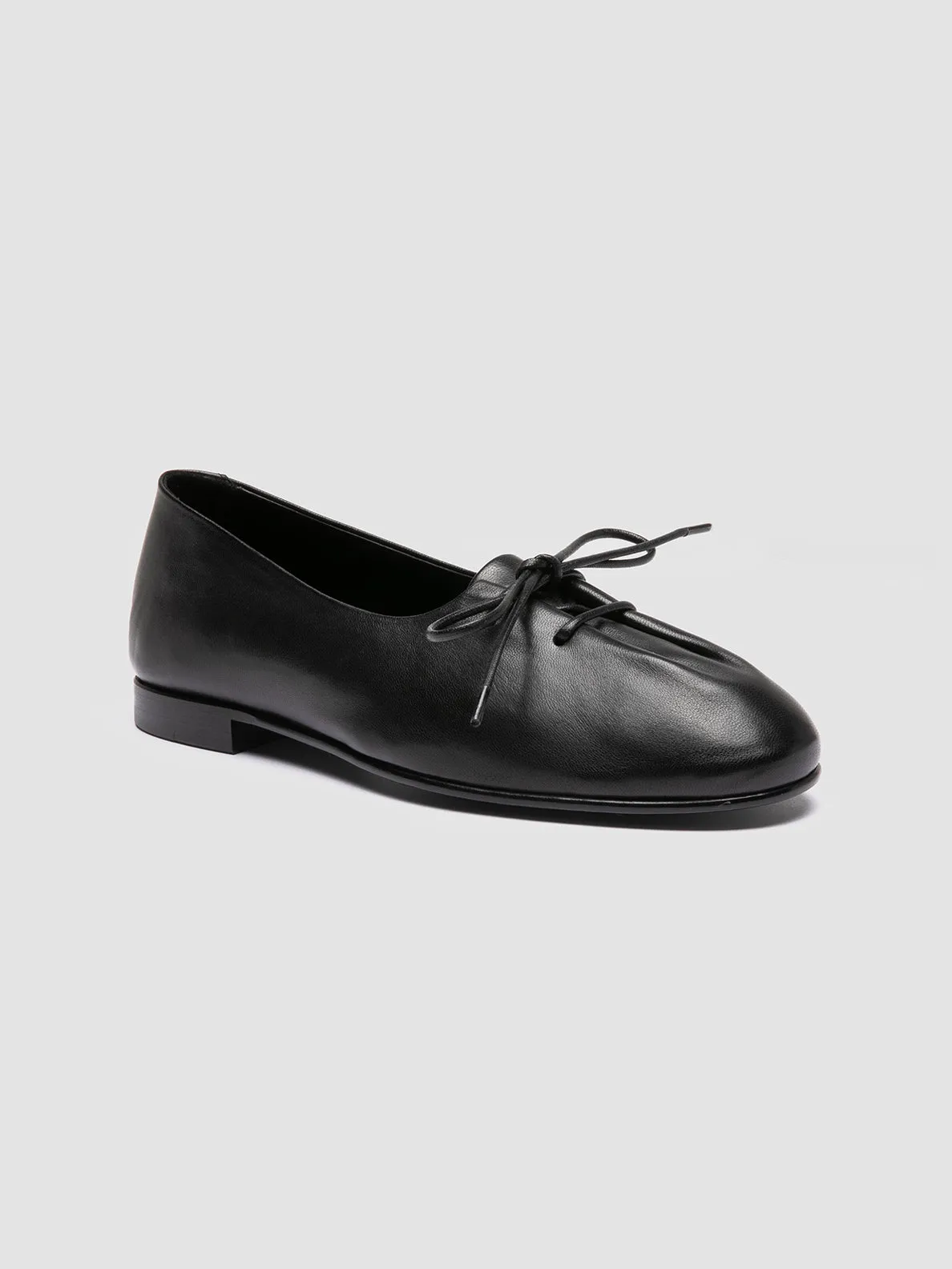 OLIVER 102 - Black Leather Ballerina Shoes Heat Free