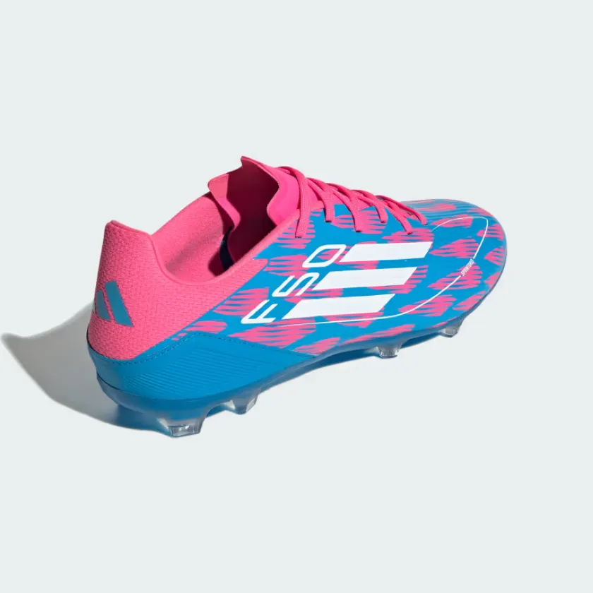 Adidas F50 League Firm/Multi-Ground Men's Football Shoes -Solar Blue/Cloud White/Solar Pink Sprint Start