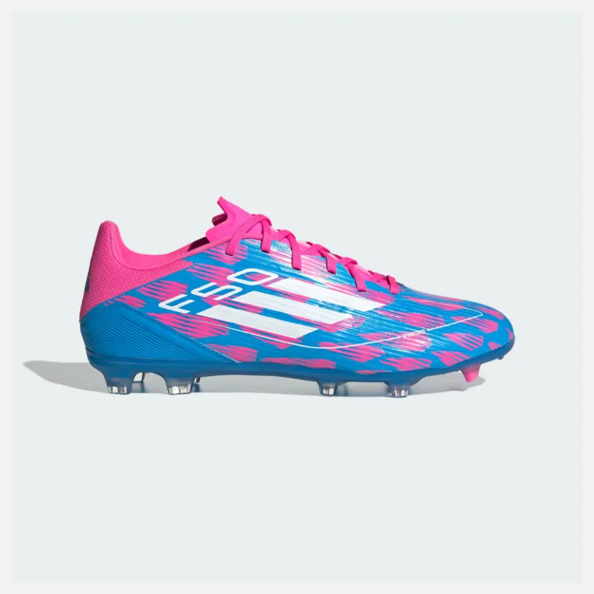 Adidas F50 League Firm/Multi-Ground Men's Football Shoes -Solar Blue/Cloud White/Solar Pink Slippery surface High Response