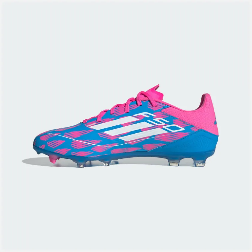 Adidas F50 League Firm/Multi-Ground Men's Football Shoes -Solar Blue/Cloud White/Solar Pink Dry Touch Game Strategy