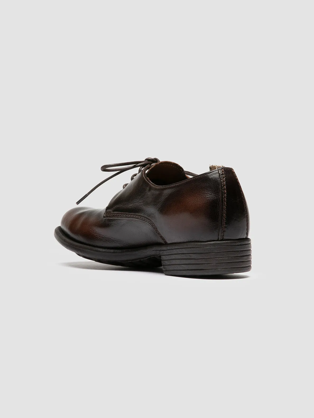 Synthetic CALIXTE 068 - Brown Leather Derby Shoes