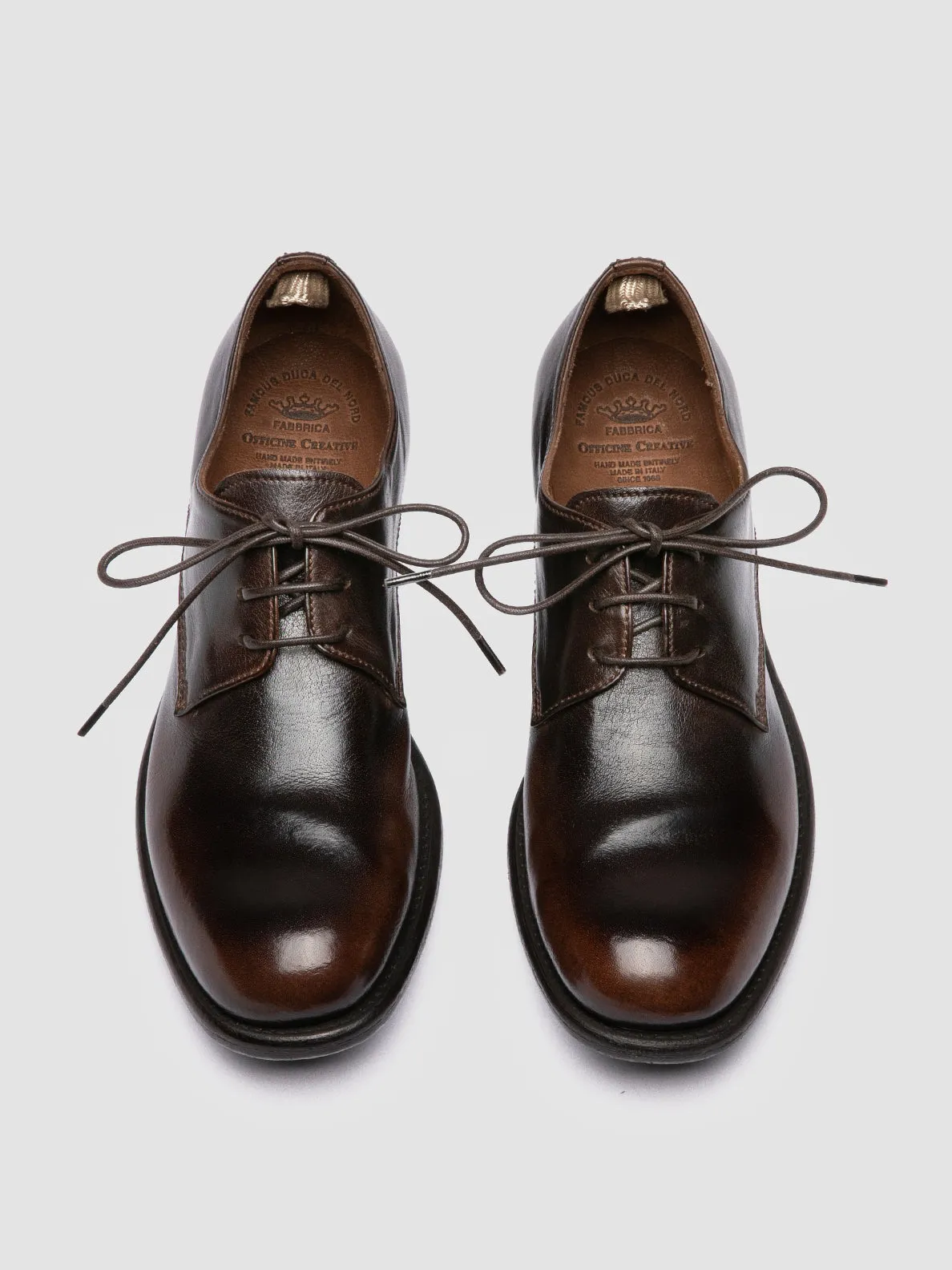 CALIXTE 068 - Brown Leather Derby Shoes Daily Comfort