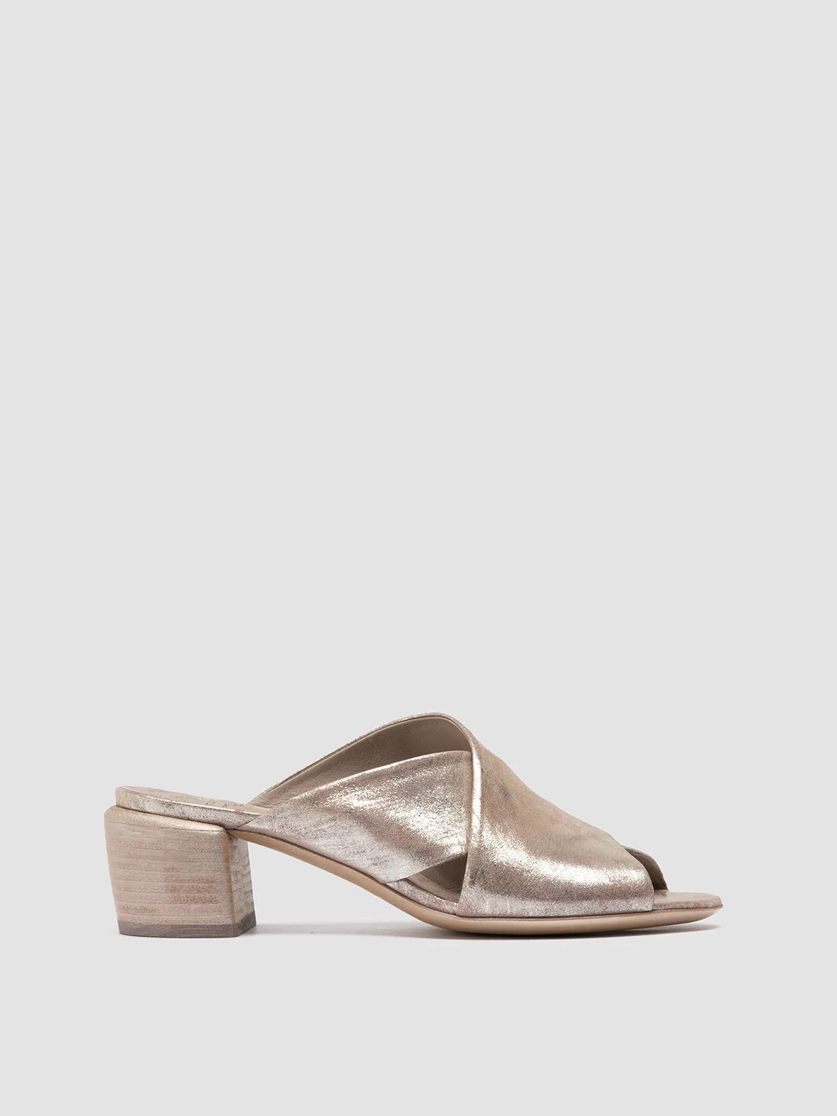 HADRY 007 - Gold Leather Slide Sandals Star Shine