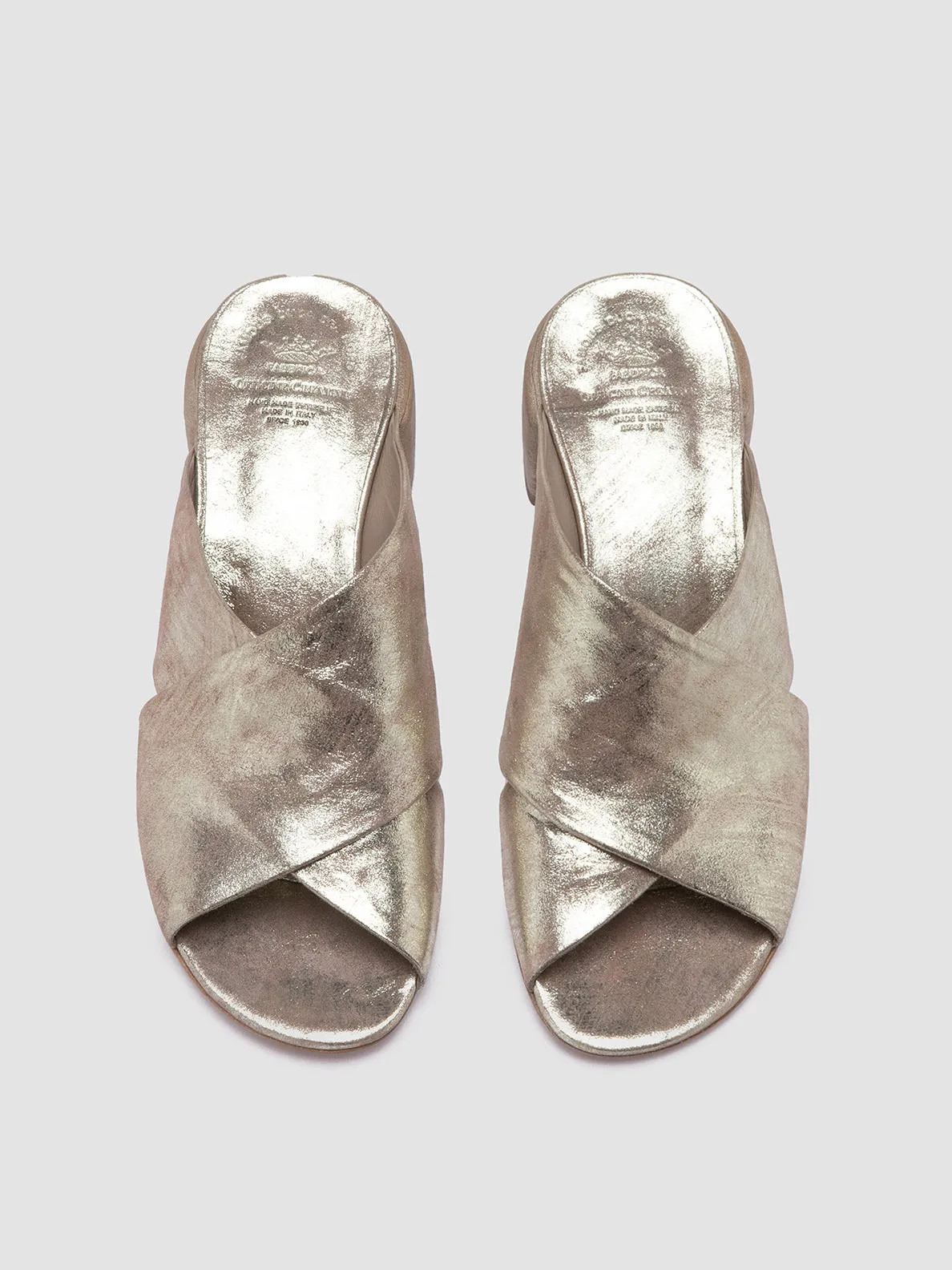 Comfort Wedge Soft Material HADRY 007 - Gold Leather Slide Sandals