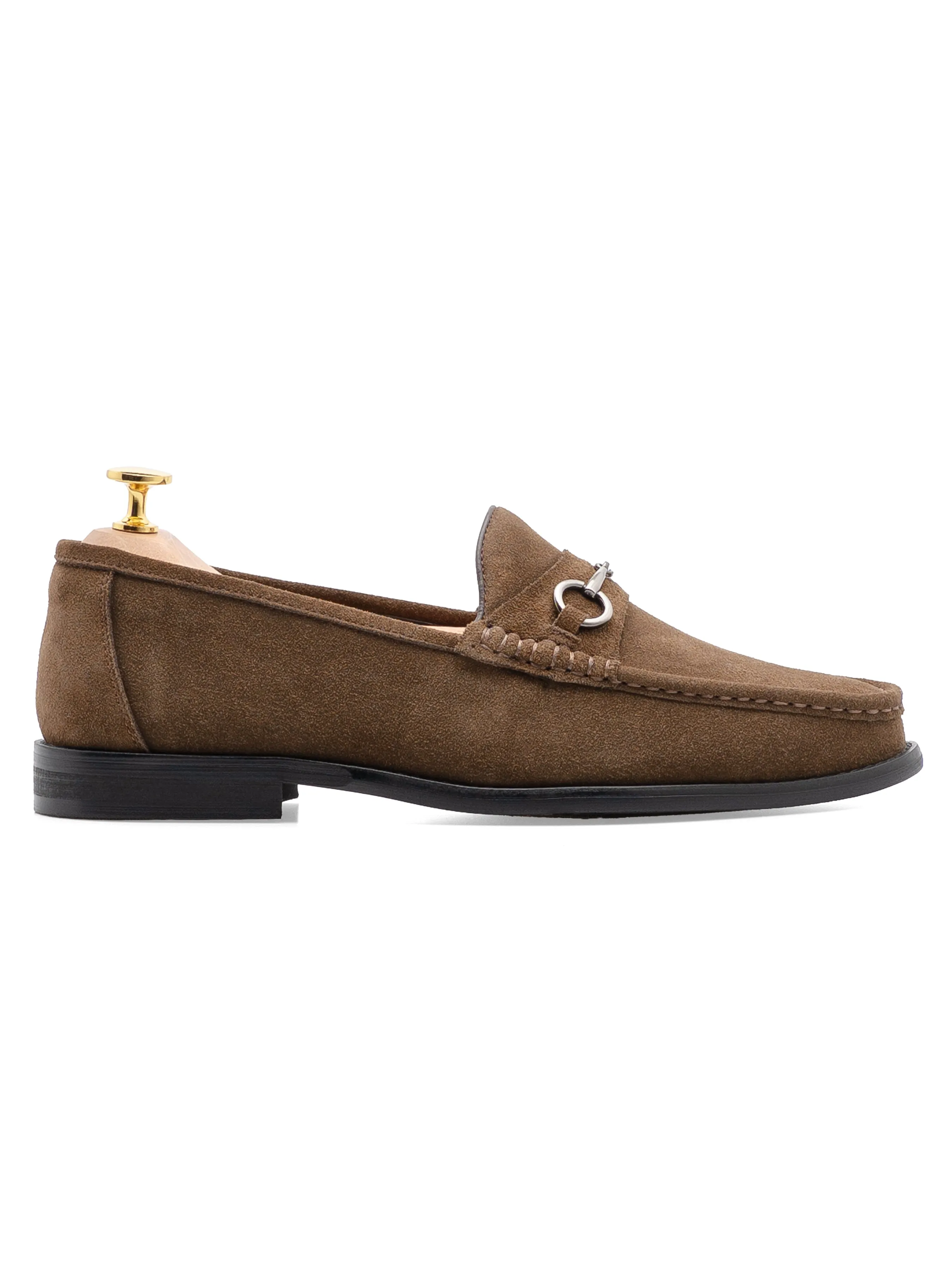 Mario Horsebit?Moccasin?Loafer - Khakis Suede Leather (Silver Buckle) Night Glow