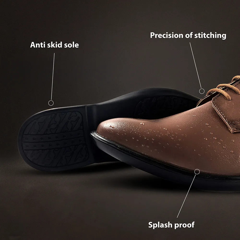 Light Sole Classic Profile Fortune Brown Formal Lace Up Derby Shoes For Men LUCIO-201 By Liberty