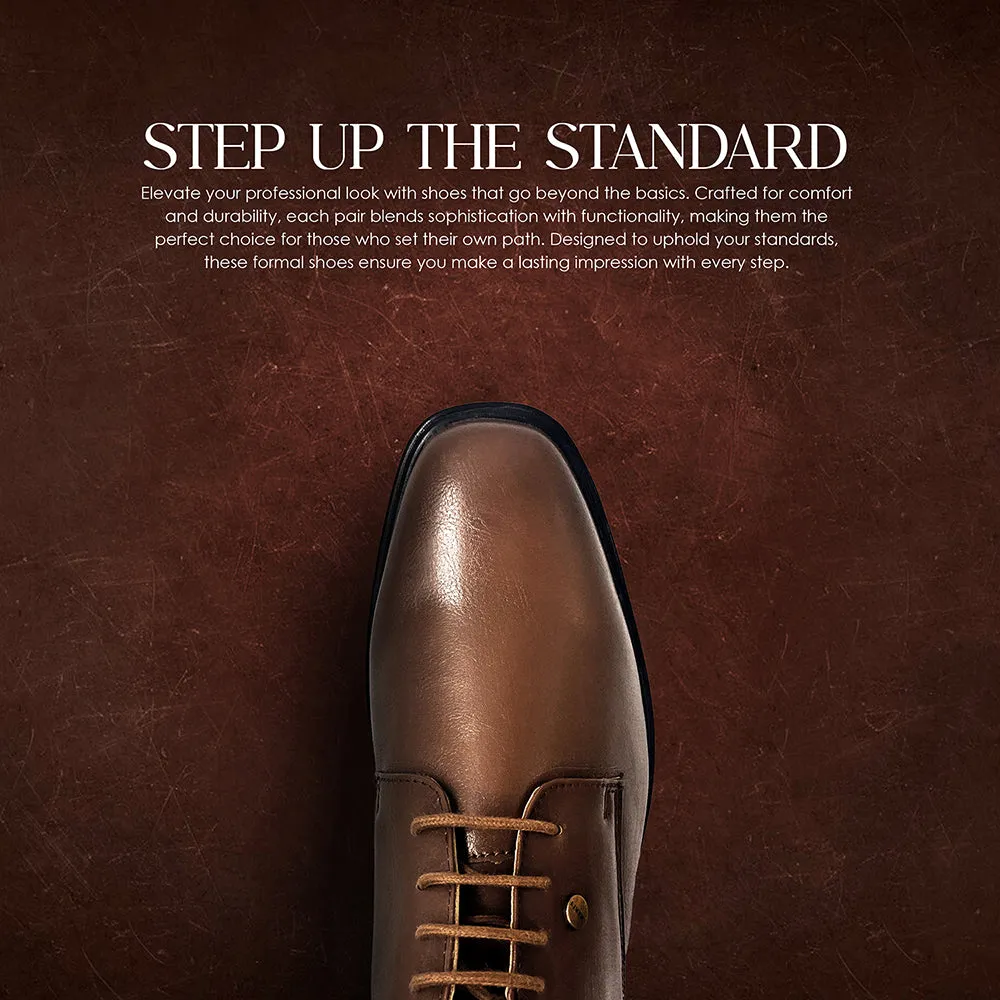 Minimal Comfort Fit refined design Fortune Brown Formal Lace Up Derby Shoes For Men LUCIO-201 By Liberty