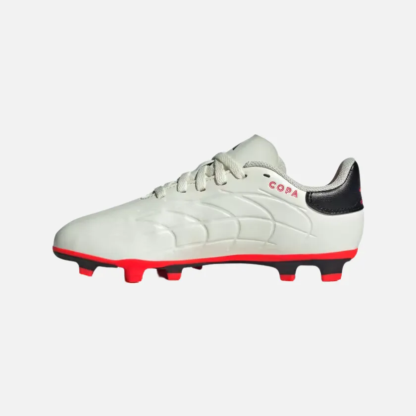 Adidas Copa Pure II Club Flexible Ground Kids Unisex Football Shoes (4-16Year) -Ivory/Core Black/Solar Red Stiff Midsole