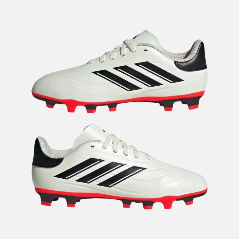 Adidas Copa Pure II Club Flexible Ground Kids Unisex Football Shoes (4-16Year) -Ivory/Core Black/Solar Red Kick Strength Turf Ready