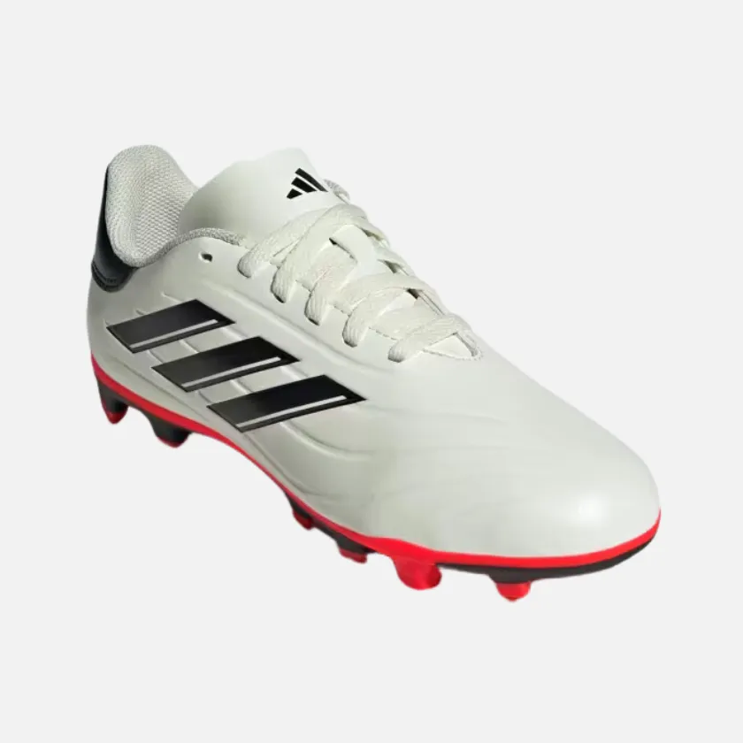 Adidas Copa Pure II Club Flexible Ground Kids Unisex Football Shoes (4-16Year) -Ivory/Core Black/Solar Red Junior Fit Push Off
