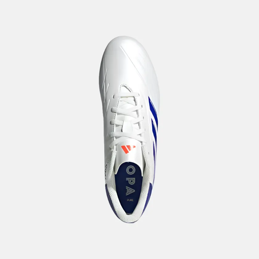 Agile Sprint Adidas Copa Pure 2 Club Flexible Ground Football Shoes -Cloud White/Lucid Blue/Solar Red