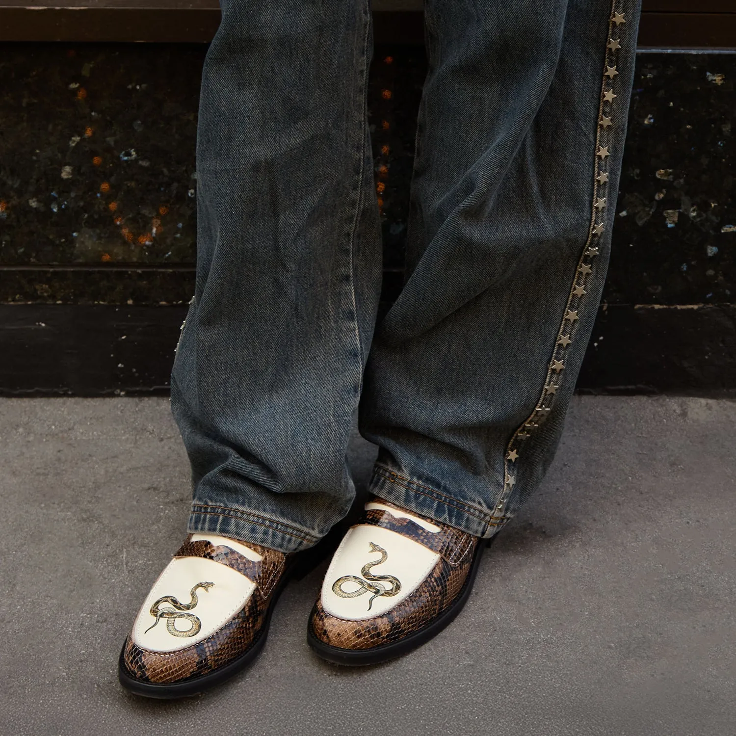 Wilde Snake   White Penny Loafer - Men's Moon Tone Gym Quick