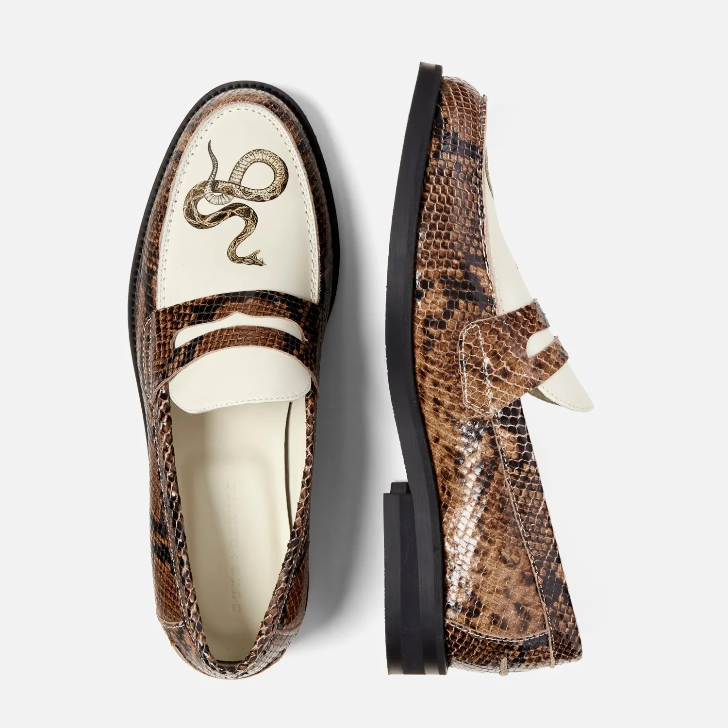 Functional Wilde Snake   White Penny Loafer - Men's