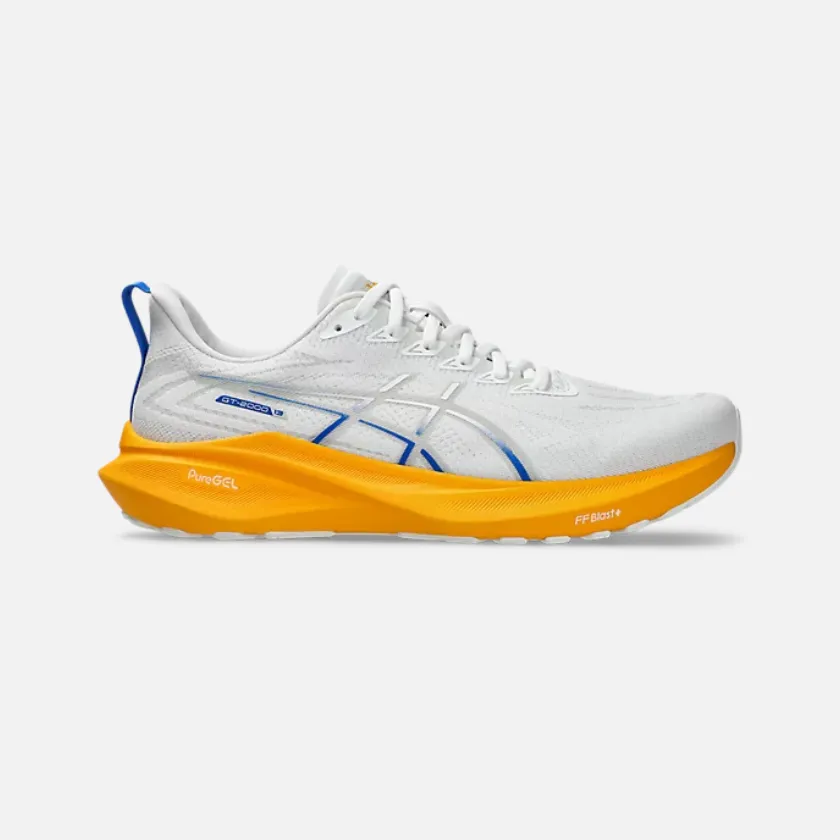 Asics GT-2000 13 Men's Running Shoes -White/Concrete non - perforated - upper shoes 10K runs