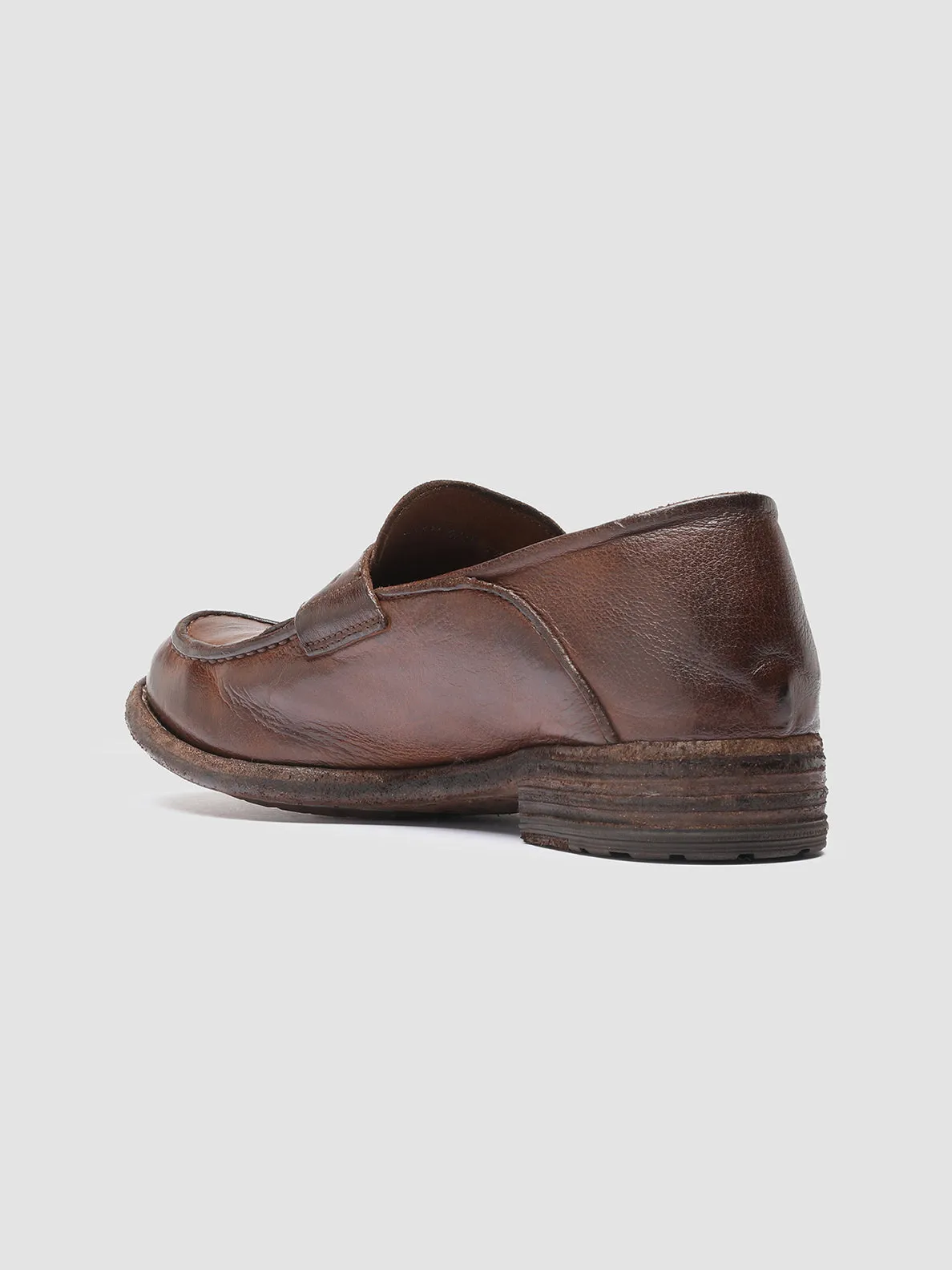 LEXIKON 140 - Brown Leather Penny Loafers warm glow Fire Red