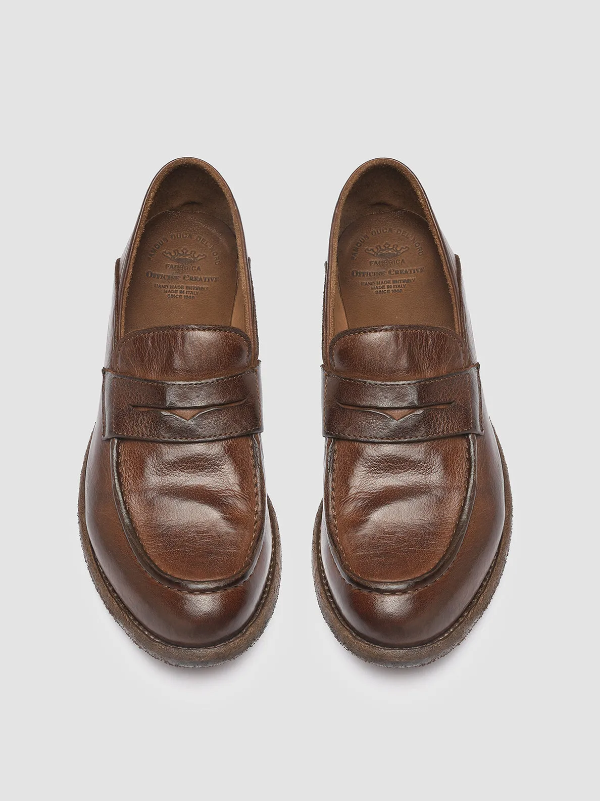 Earth Mood High Arch LEXIKON 140 - Brown Leather Penny Loafers