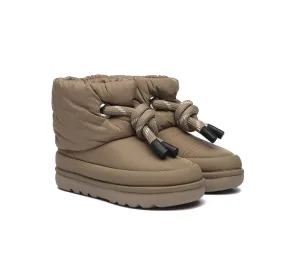 EVERAU? UGG  Boots Women Sheepskin Wool Waterproof Adjustable Drawstring Ankle Delabra Chill Protection Footwear