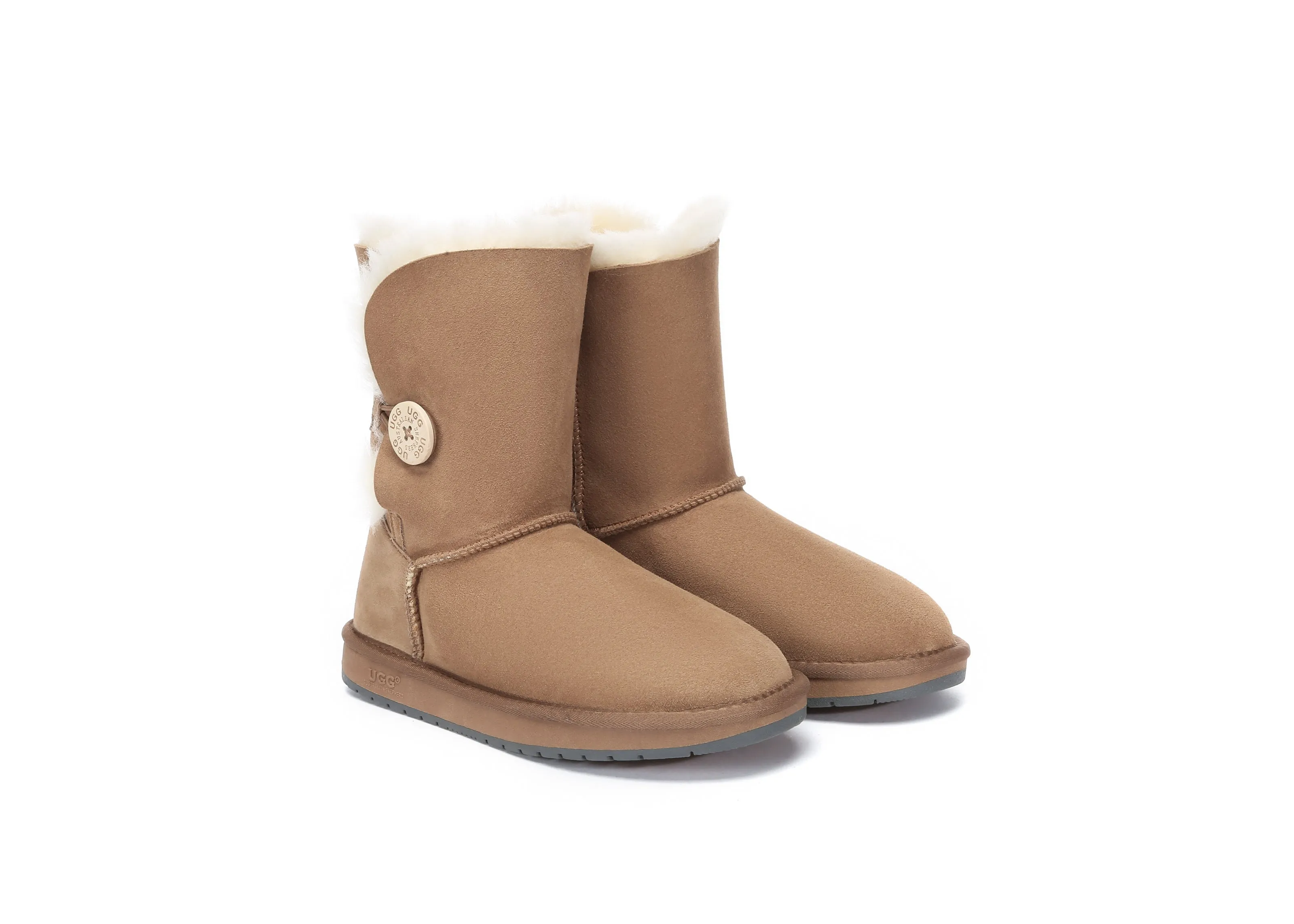 Cold Protection Gear AUSTRALIAN SHEPHERD? UGG Boots Double Face Sheepskin Wool Short Button