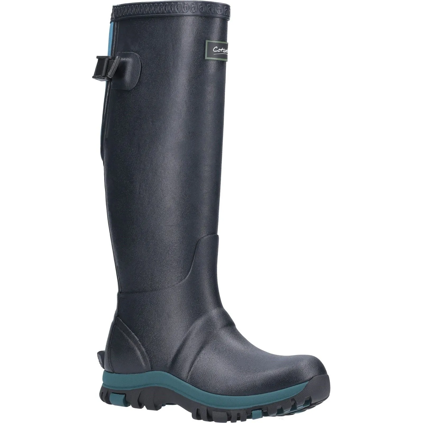 Cotswold Womens Realm Adjustable Wellington Boot Navy/Teal Waterproof Walk Waterproof Protection