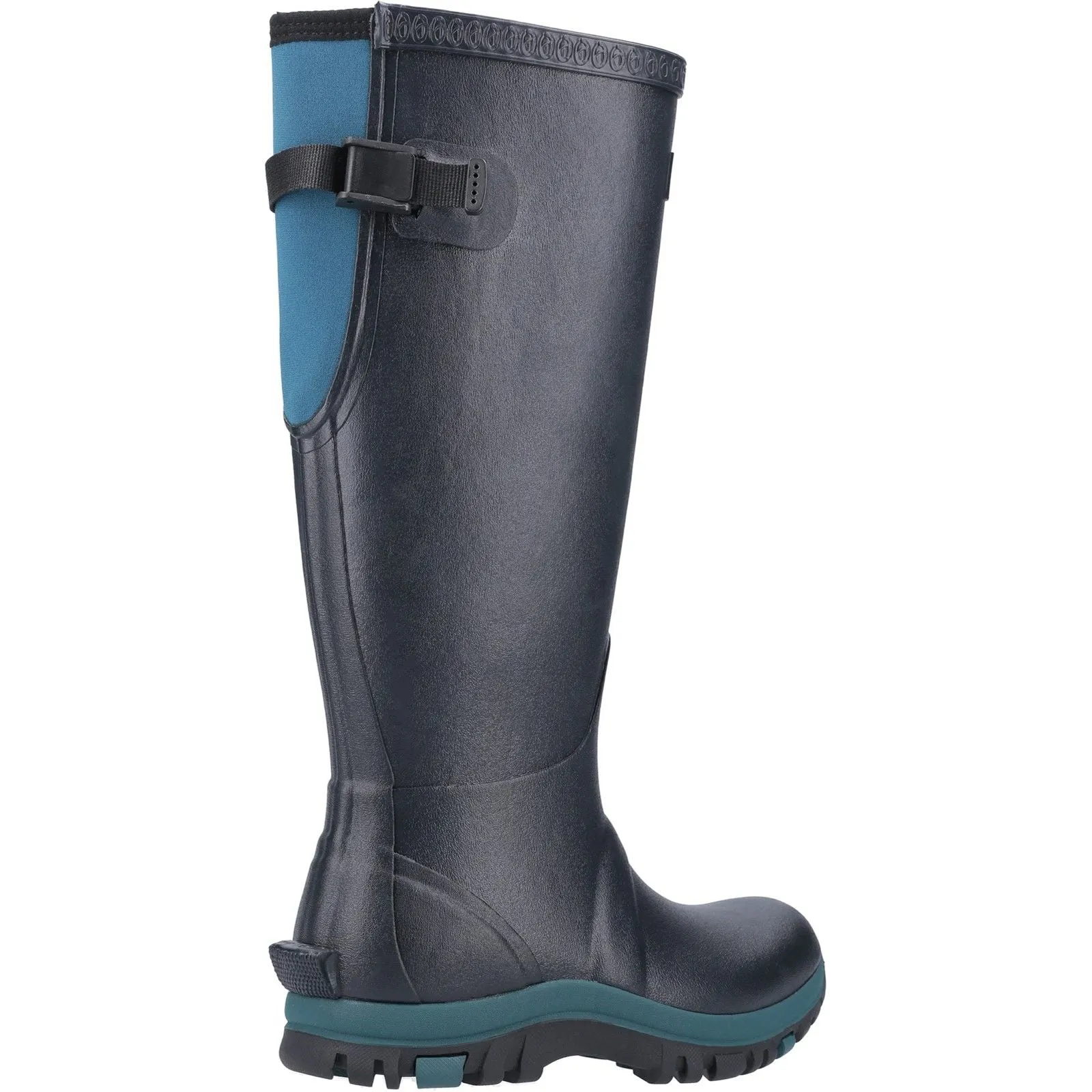 Cotswold Womens Realm Adjustable Wellington Boot Navy/Teal Easy Comfort Boots Fashion Comfort
