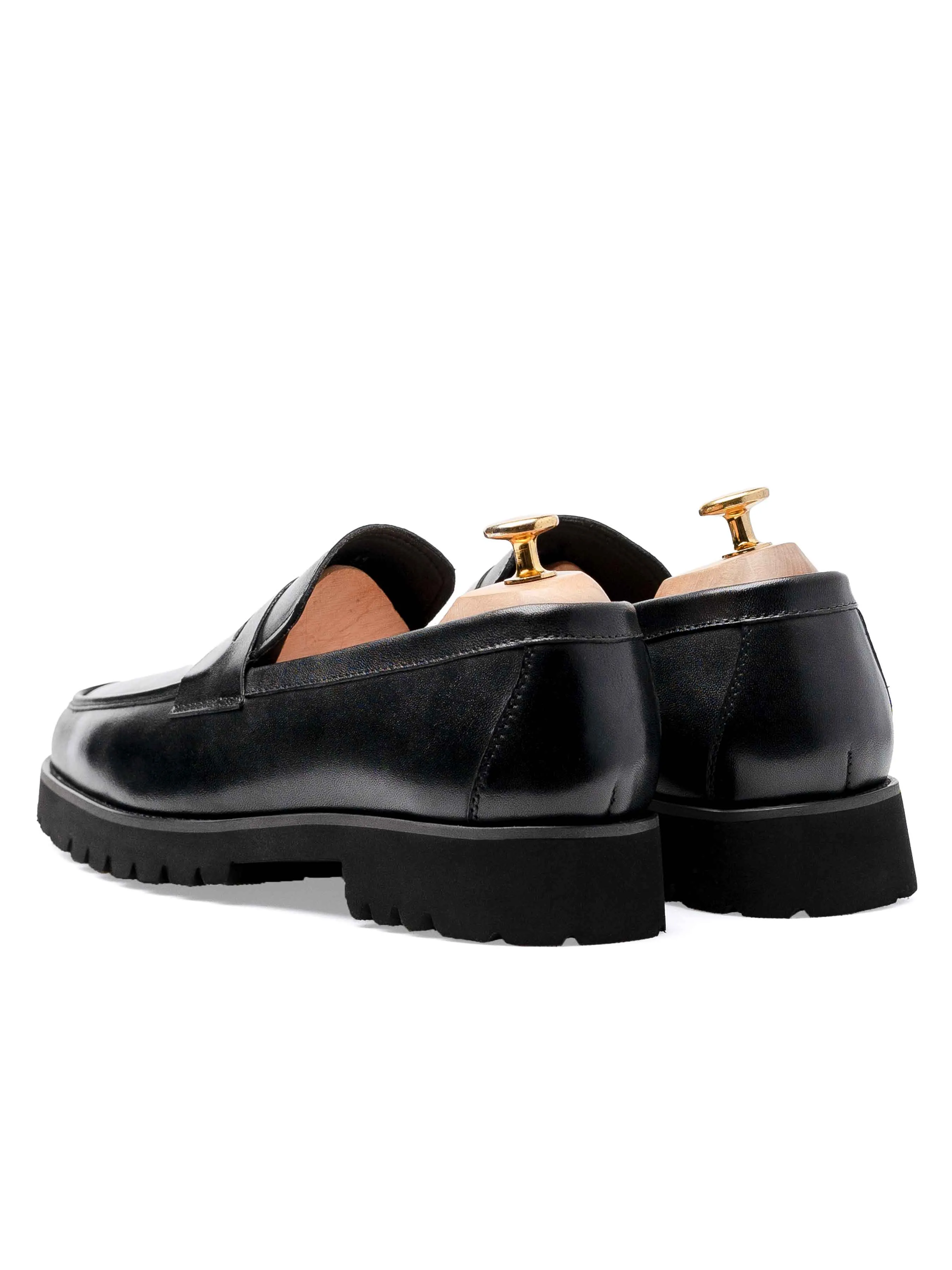 Penny Loafer - Black Leather (Eva Combat) Fitness Ready Light Lane