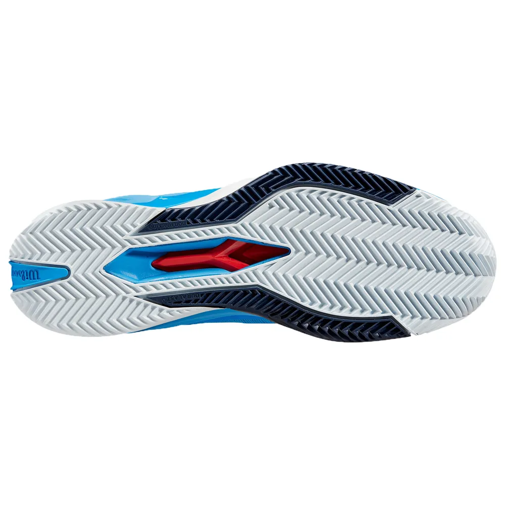 Responsive Midsole Wilson Rush Pro 4.0 Clay Tennis Shoes (Mens) - French Blue/White/Navy Blazer