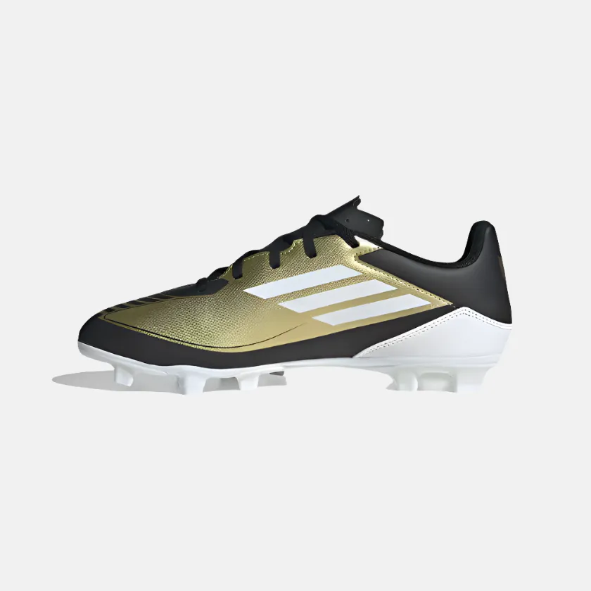 Step Balance Cut Inside Adidas F50 Club Messi Flexible Unisex Football Ground Shoes -Gold Metallic/Cloud White/Core Black