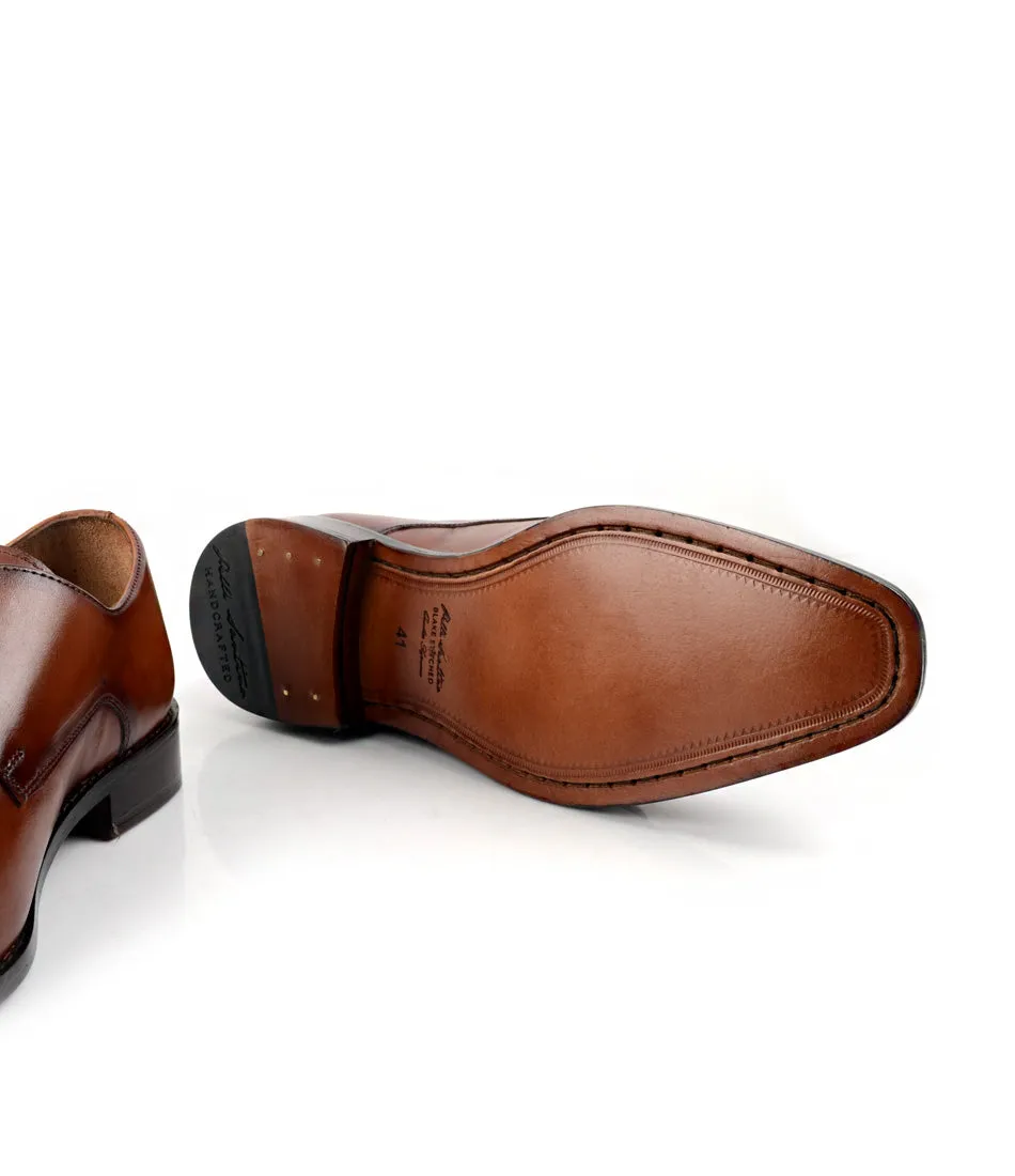 Versatile Style Medallion Toe Single Monk - Cognac