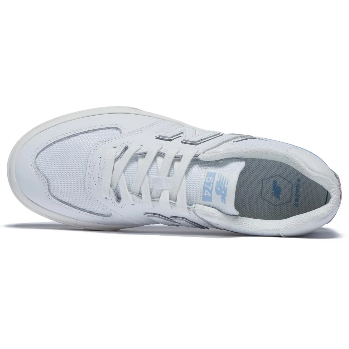 New Balance 574 Vulc Shoes - White/Baby Blue Deep Tread Toe Zone