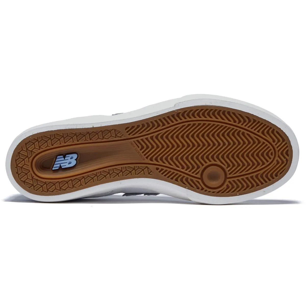 New Balance 574 Vulc Shoes - White/Baby Blue Foot alignment