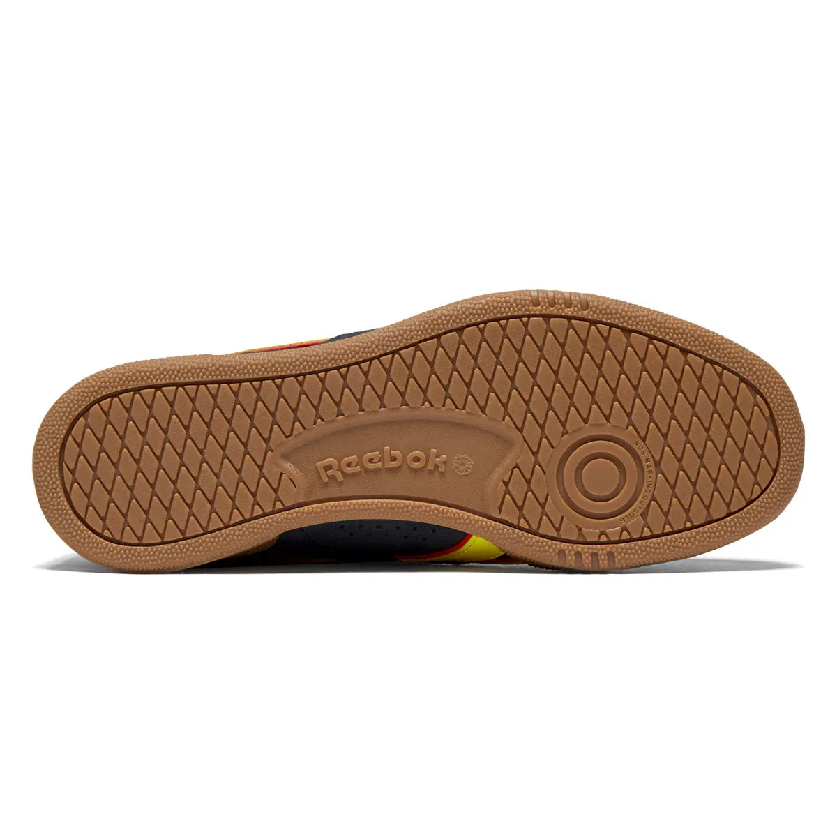 Reebok Club C Grounds UK Shoes - Black/Electric Yellow/Gum Rubber Outsole Skate Comfort Fit