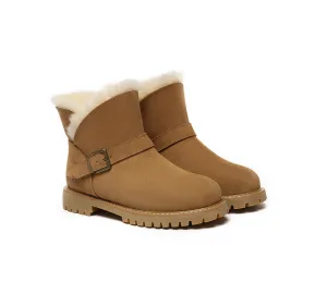 Chilly Terrain Boots EVERAU? UGG Boots Women Sheepskin Wool Buckle Decor Ankle Polarwalk
