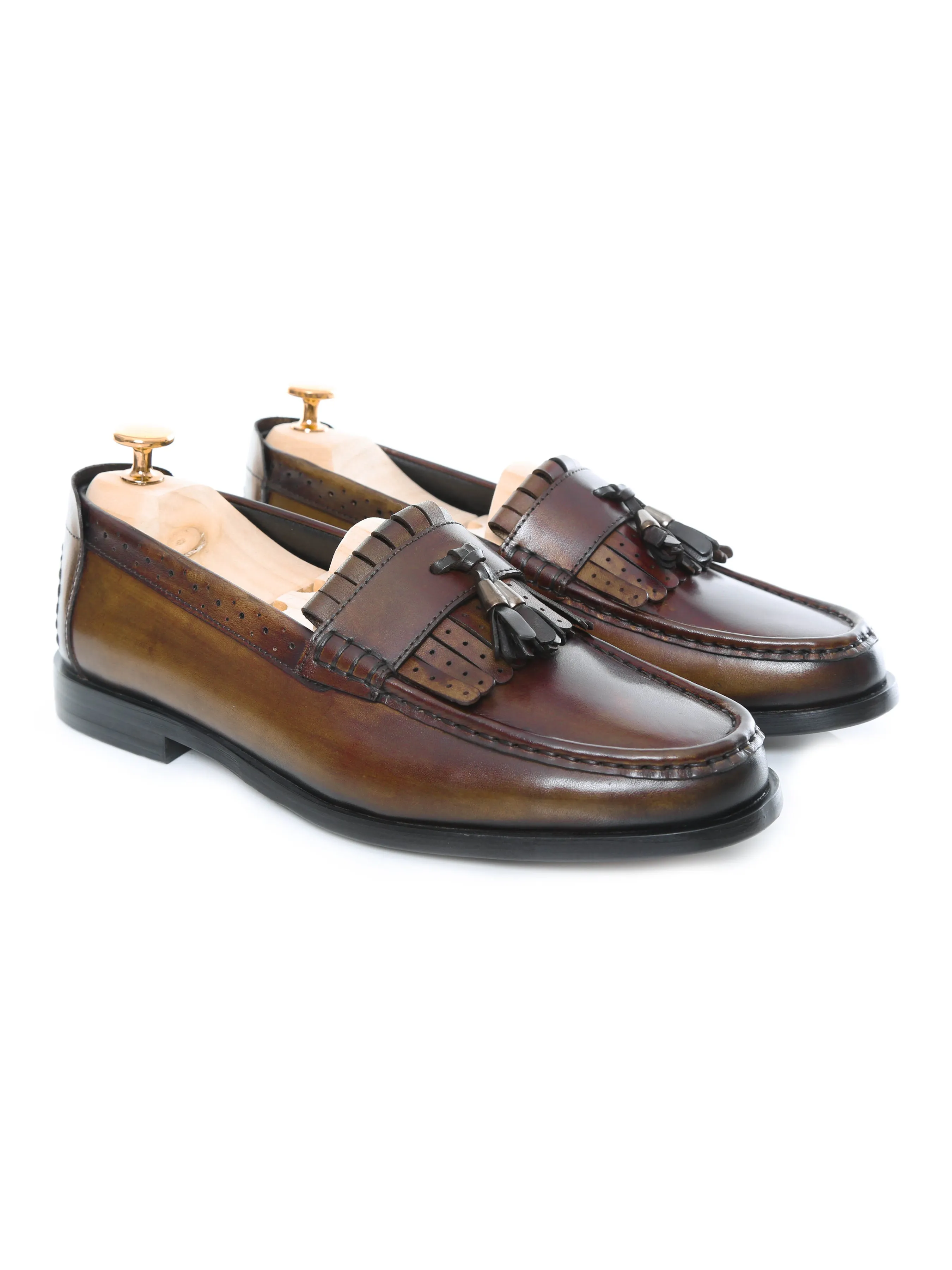 Fringe Classic Loafer - Khakis with Tassel (Hand Painted Patina) Hold Sure