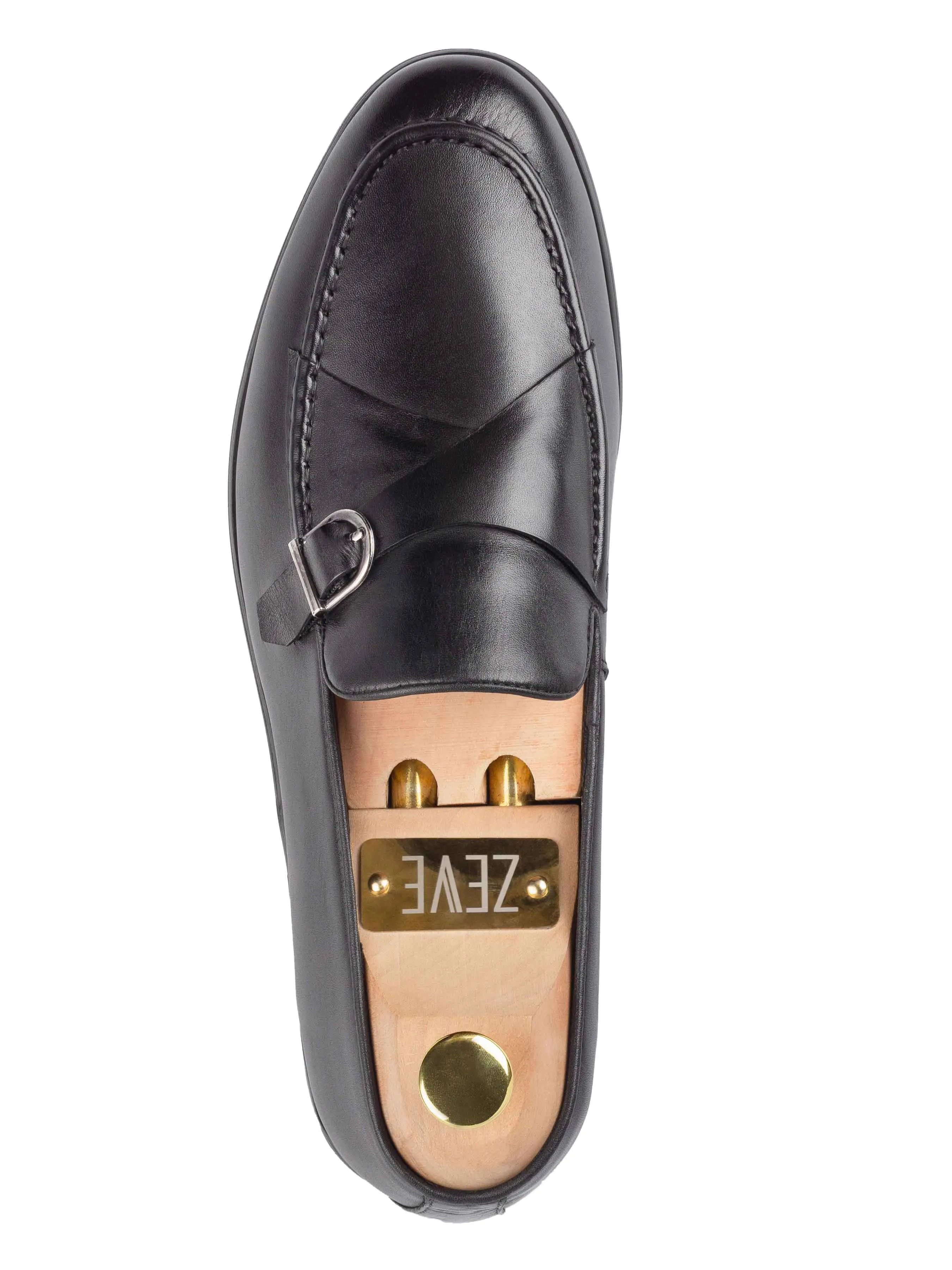 Leo Duo Strap Loafer - Solid Black Casual Slip-on Walking Shoes Simple Style