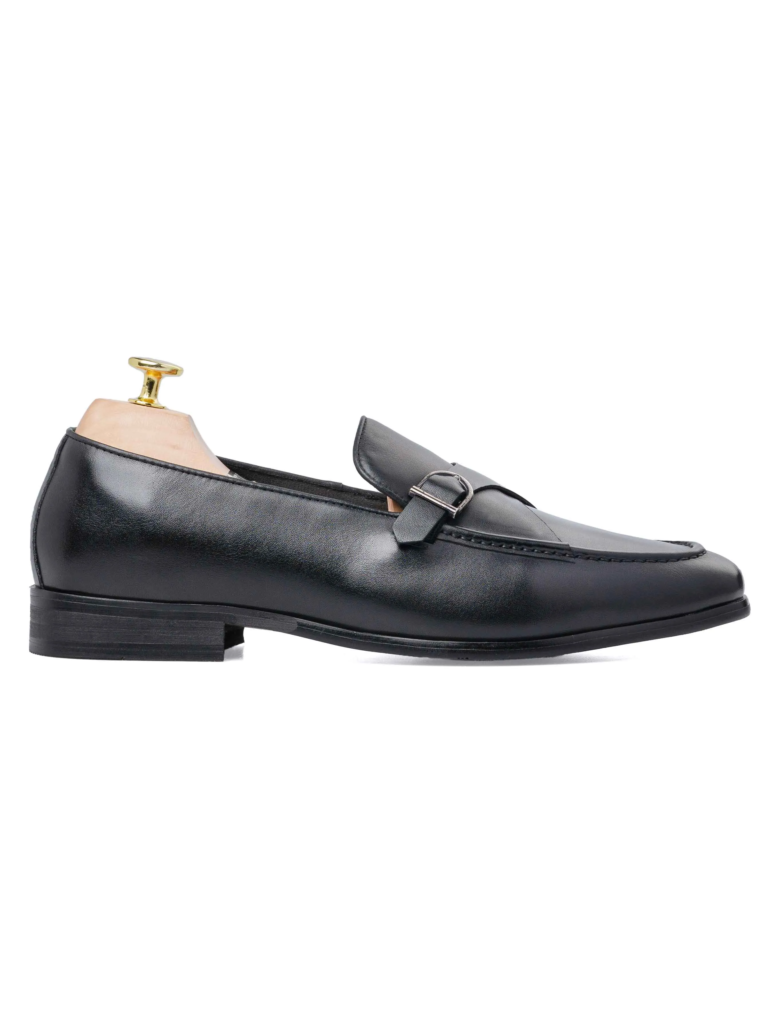 Leo Duo Strap Loafer - Solid Black All-day Walking Shoes Walk Hold
