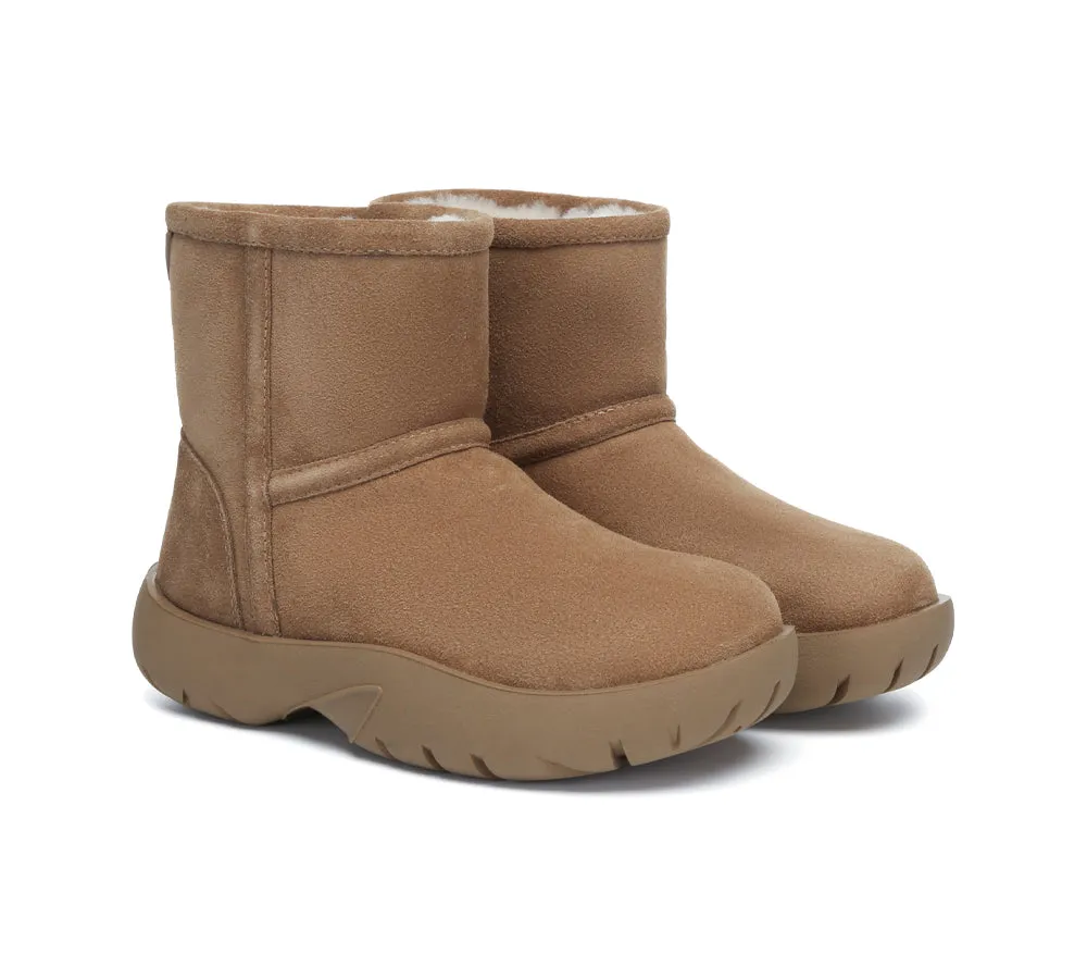 Cushioned AUSTRALIAN SHEPHERD? UGG Boots Sheepskin Wool Mid Calf Chunky Short Classic Salma