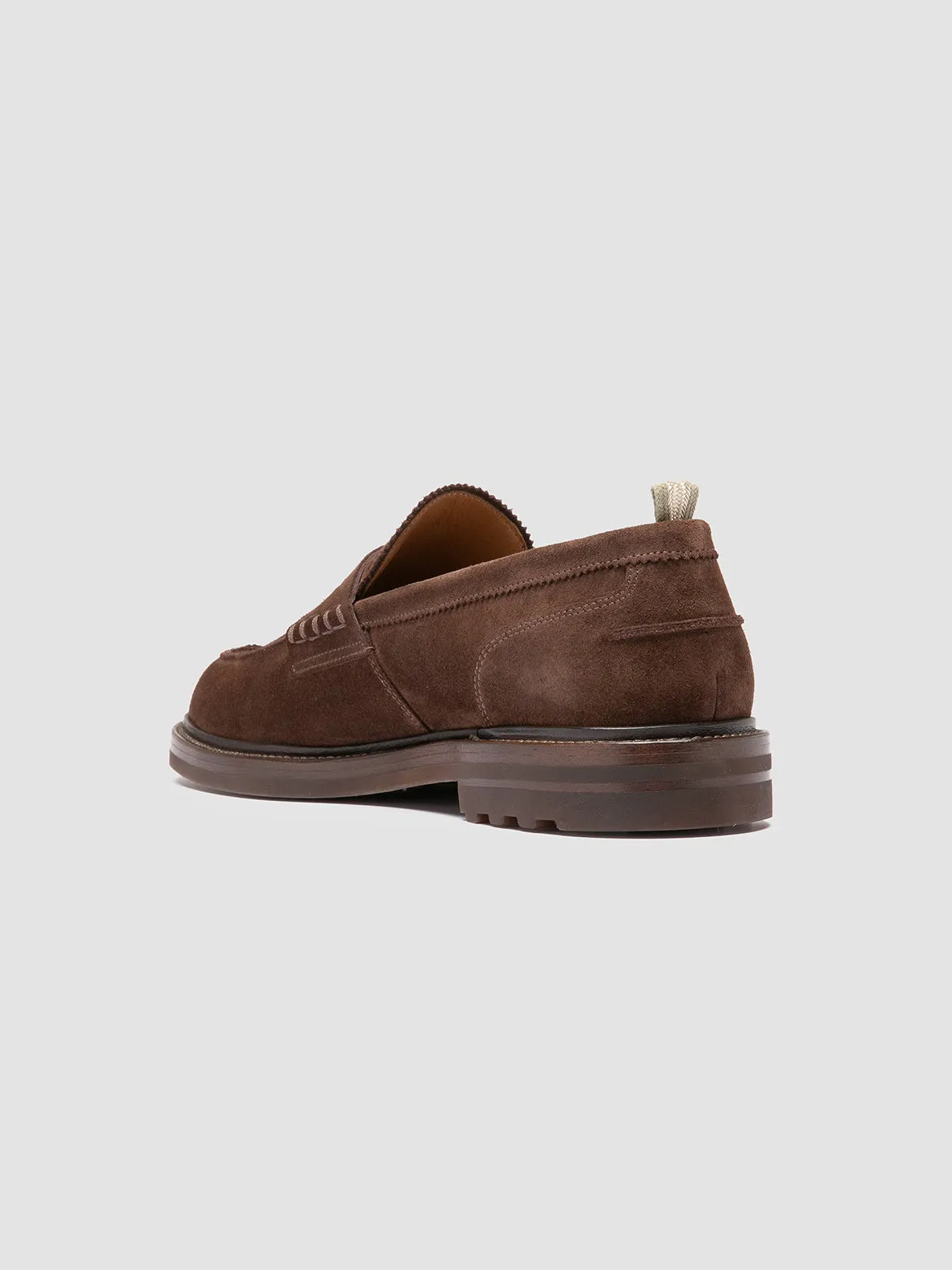 SAX FLEXI 001 - Brown Suede Penny Loafers Stone Lane