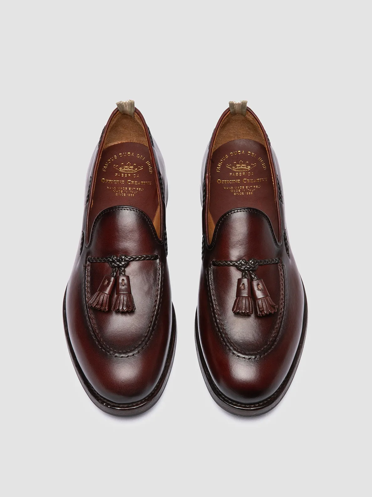 Slip-On Design IVIES 002 - Brown Leather Tassel Loafers