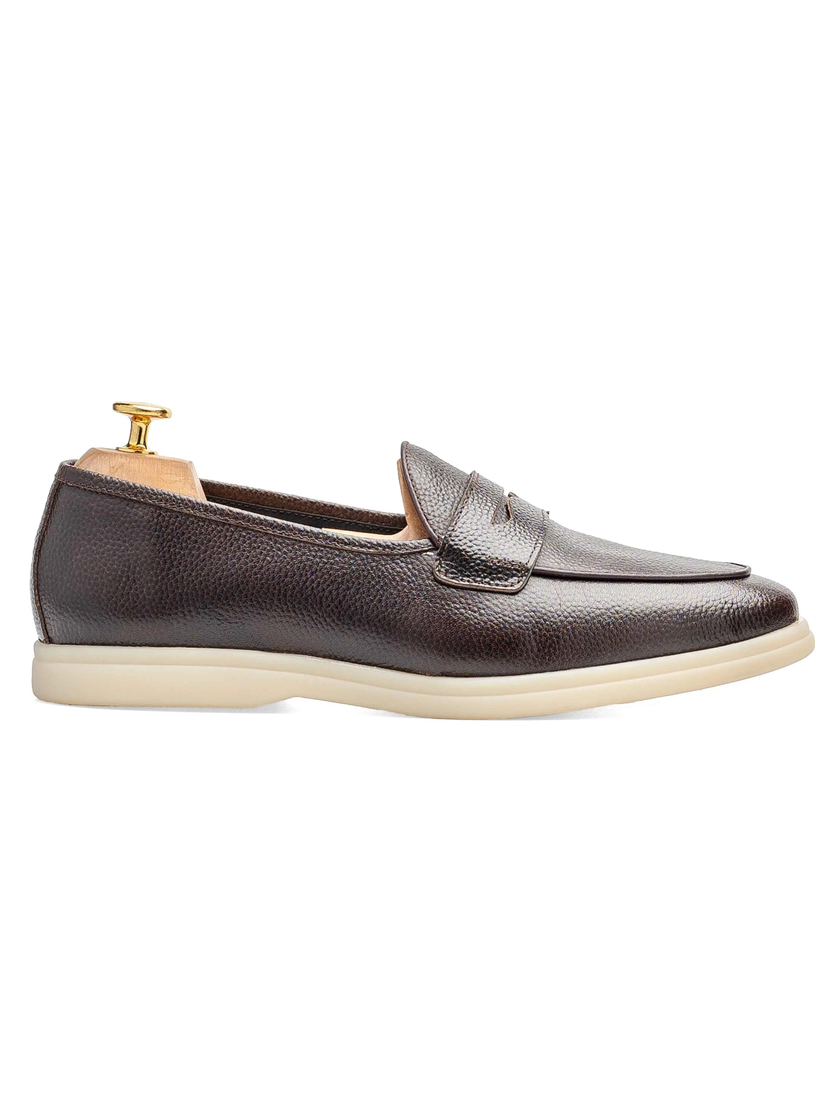 All-Purpose Shoes Soft Landing Pietro Belgian Loafer - Coffee Pebble Grain Leather (Soflex Sole)