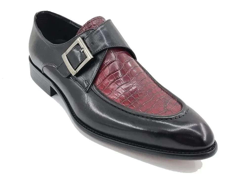 Embossed Moc Single Monkstrap Shoe Metro Look Stylish Shoes