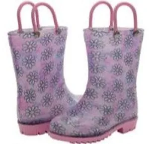 Toddler Girls Shiny Tie Dye Daisies Printed Rain Boot All weather
