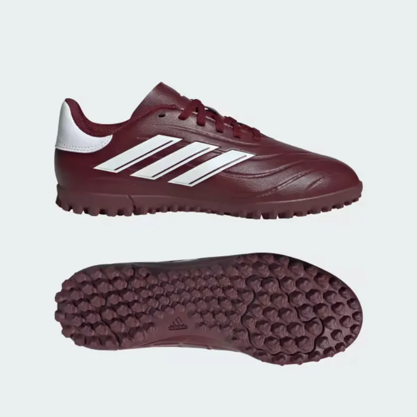 Adidas Copa Pure II Club Fooball Turf Kids Unisex Shoes (4-8Year) -Shadow Red/Cloud White/Team Solar Yellow 2 Foot Flow Pace Control