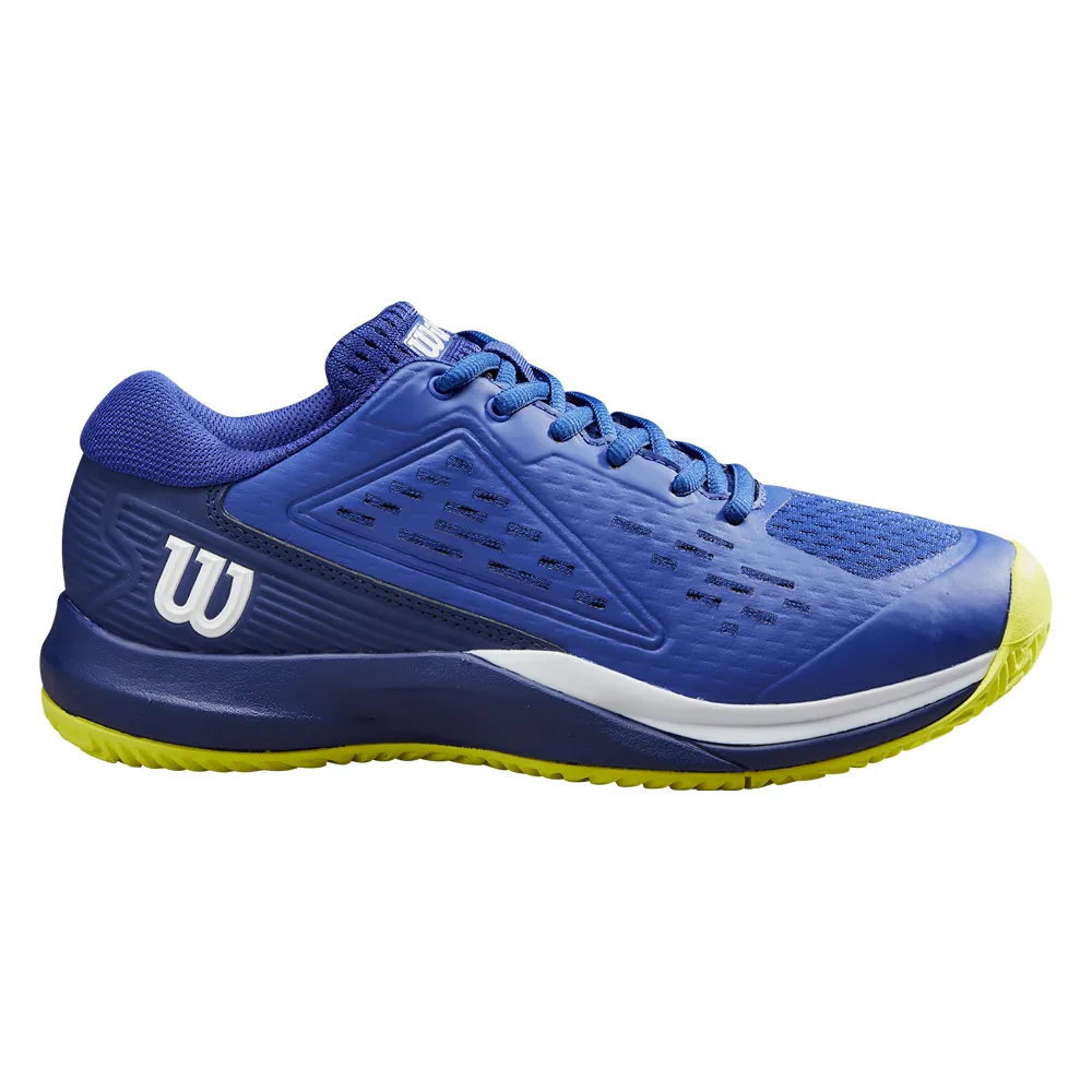 Modern Motion Lace Up Wilson Rush Pro Ace Junior Tennis Shoes All Court - Bluing/Blue Print/Safety Yellow
